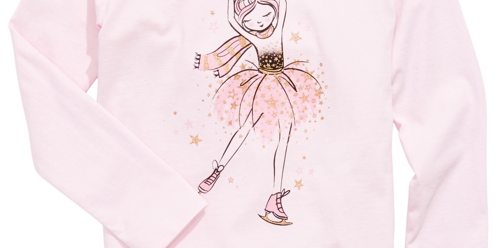 Camiseta infantil Epic Threads para meninas, bailarina e patinadora no gelo, rosa, tamanho 2T