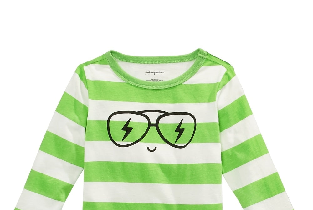 Camiseta de algodão com estampa listrada para meninos First Impressions, tamanho 3T, verde