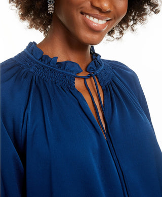 Current Air Women's Tie-Neck Blouse Dark Blue Size Small