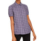Blusa feminina Anne Klein com estampa de bolinhas e gola Peter-Pan, cinza, tamanho XXS
