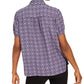 Blusa feminina Anne Klein com estampa de bolinhas e gola Peter-Pan, cinza, tamanho XXS