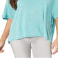 Camiseta feminina turquesa de manga curta Free People, tamanho X-S