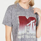 Camiseta feminina vintage de algodão MTV-Graphic, tamanho X-S