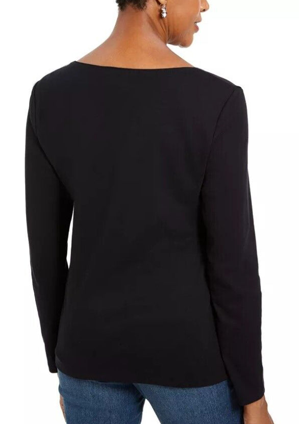 Camisa feminina bordada para cachorro Karen Scott, tamanho grande, preta