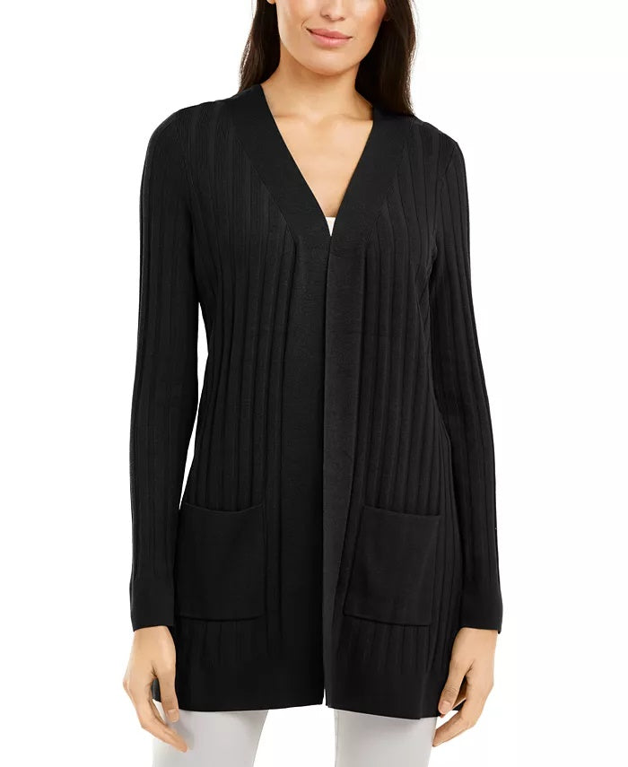Cardigan canelado pequeno feminino Alfani, tamanho pequeno, preto