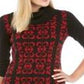Vestido suéter feminino Nine West com estampa floral e jacquard duplo, preto, tamanho pequeno
