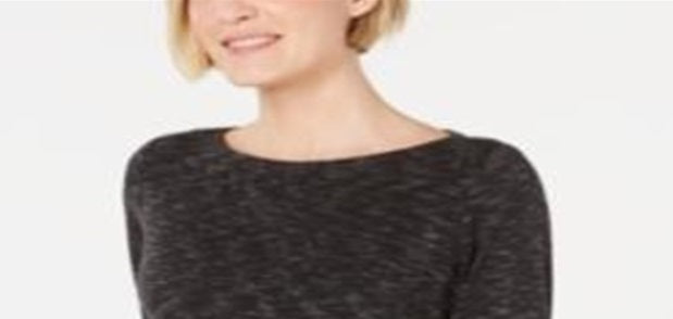 Karen Scott Blusa Feminina Gola Canoa Space Dyed Preta Tamanho P