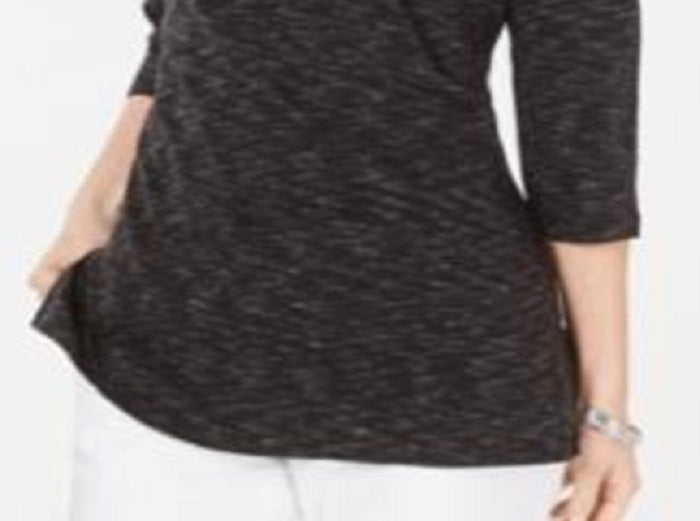 Karen Scott Blusa Feminina Gola Canoa Space Dyed Preta Tamanho P