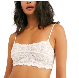 Sutiã íntimo feminino Free People com renda lisa para o dia a dia, tamanho médio, branco
