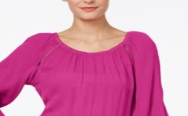 Blusa de crepe camponesa feminina INC International Concepts, tamanho magenta - Petite XL
