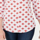Camisa feminina de malha plissada com decote em V e estampada, tamanho X-G, branca, Charter Club