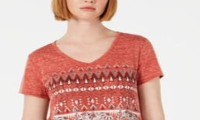 Camiseta feminina gráfica Style &amp; Co, coral, tamanho pequeno M