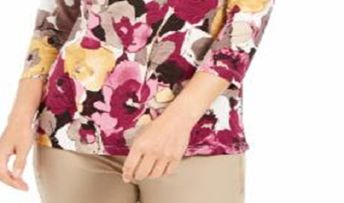 Blusa feminina estampada em jacquard, roxa, tamanho pequeno GG, da coleção JM