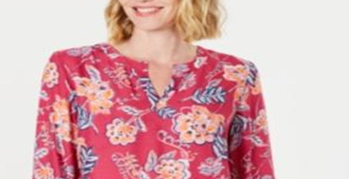 Túnica feminina com estampa floral dupla Charter Club, rosa, tamanho pequeno GG