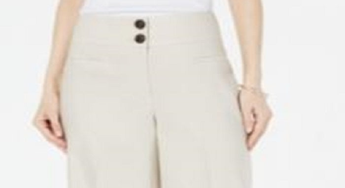 Calça de linho feminina Alfani, perna larga, marrom, tamanho 0, pequena