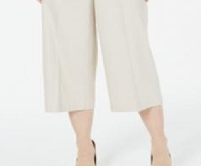 Calça de linho feminina Alfani, perna larga, marrom, tamanho 0, pequena