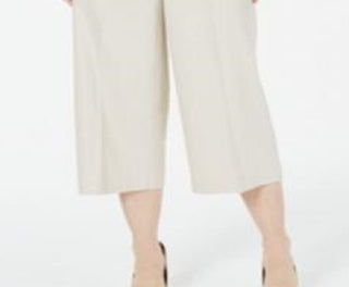 Calça de linho feminina Alfani, perna larga, marrom, tamanho 0, pequena