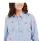 Camisa feminina estampada Charter Club azul tamanho XX-G