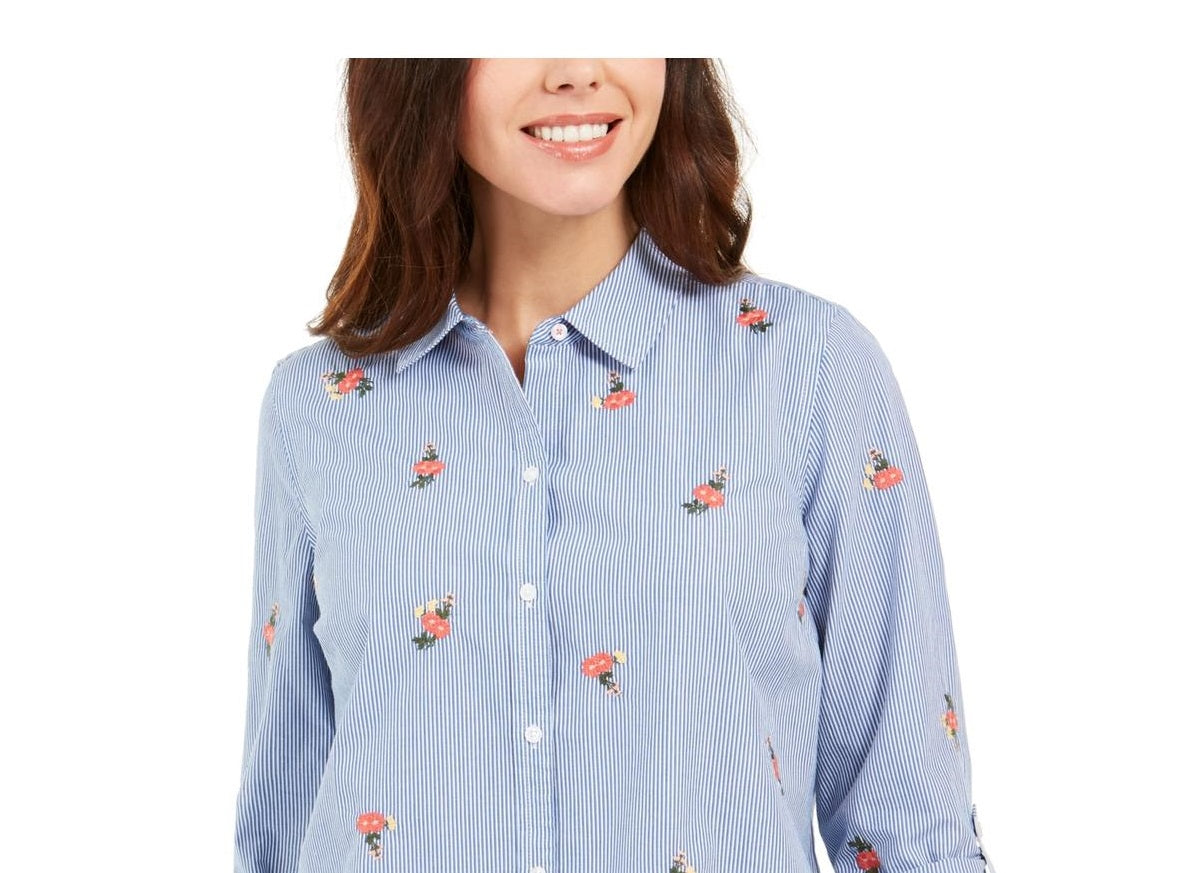 Camisa feminina estampada Charter Club azul tamanho XX-G
