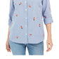 Camisa feminina estampada Charter Club azul tamanho XX-G