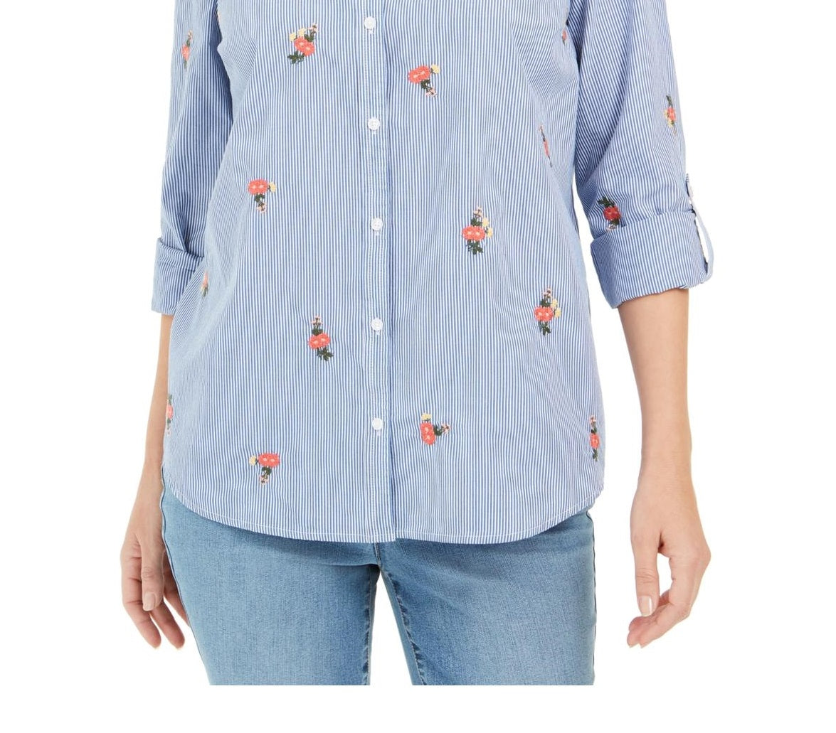 Camisa feminina estampada Charter Club azul tamanho XX-G
