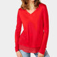 Camiseta básica feminina com acabamento transparente da INC International Concepts, vermelha, tamanho médio