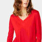 Camiseta básica feminina com acabamento transparente da INC International Concepts, vermelha, tamanho médio