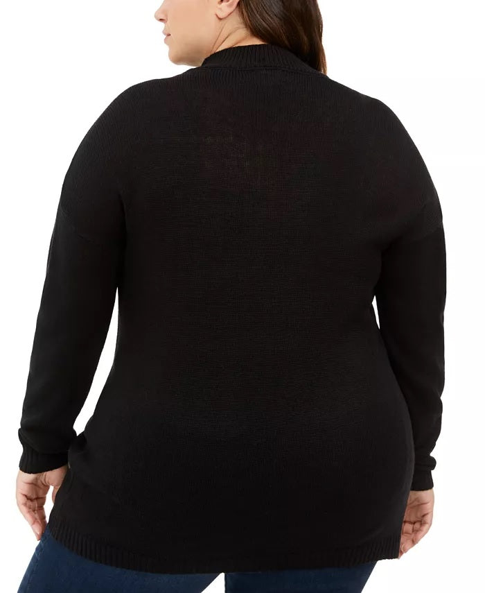 Suéter gargantilha Ultra Flirt Feminino Plus Size da moda Lets Get This Bread, preto, tamanho 3X