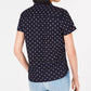 Camisa de acampamento Tommy Hilfiger de algodão com estampa de bolinhas, azul-marinho, tamanho XX-G