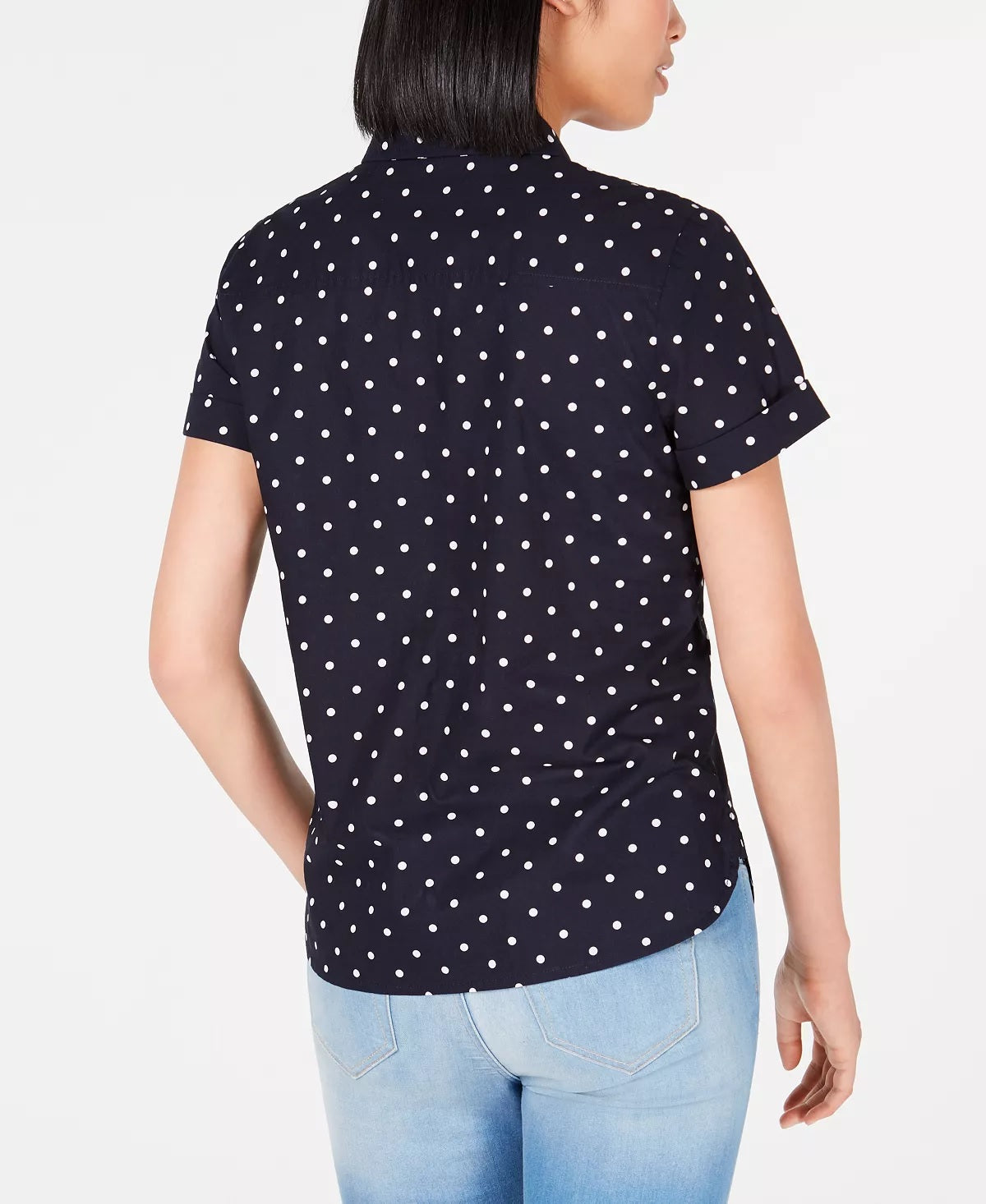 Camisa de acampamento Tommy Hilfiger de algodão com estampa de bolinhas, azul-marinho, tamanho XX-G