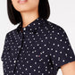 Camisa de acampamento Tommy Hilfiger de algodão com estampa de bolinhas, azul-marinho, tamanho XX-G