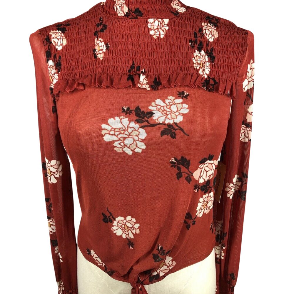 Blusa American Rag Floral Infantil Feminina Gola Smocked Pimenta Vermelha Tamanho M