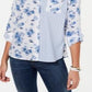 Camisa feminina Tommy Hilfiger de algodão com estampa dupla, azul, tamanho extragrande