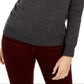 Suéter feminino de lã merino com gola alta, cinza, tamanho P, Charter Club