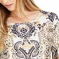 Blusa feminina estampada com mangas bufantes estilo &amp; co, azul, tamanho GG