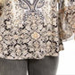 Blusa feminina estampada com mangas bufantes estilo &amp; co, azul, tamanho GG