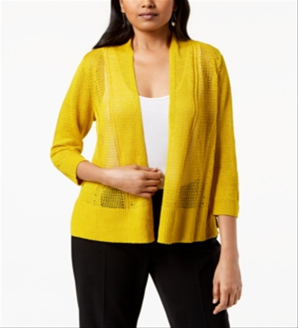 Cardigan feminino Alfani com frente aberta, escolha amarelo, tamanho pequeno G