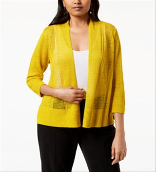 Cardigan feminino Alfani com frente aberta, escolha amarelo, tamanho pequeno G
