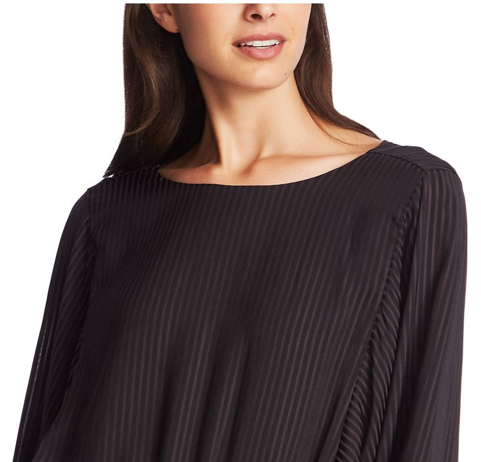 1.STATE Blusa peplum feminina de manga comprida e gola alta, preta, tamanho grande