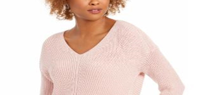Suéter feminino de algodão texturizado com decote em V, tamanho X-S, rosa, Charter Club