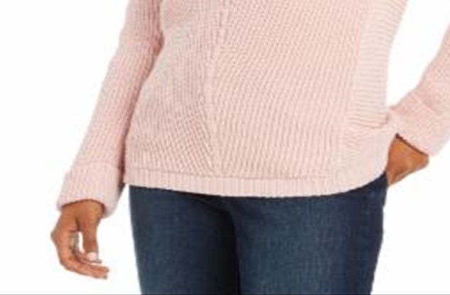 Suéter feminino de algodão texturizado com decote em V, tamanho X-S, rosa, Charter Club