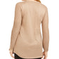 Blusa feminina JM Collection com decote em treliça e lurex, tamanho grande, dourada