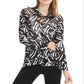 Blusa feminina Alfani estampada alta e baixa, preta, tamanho pequeno P/M