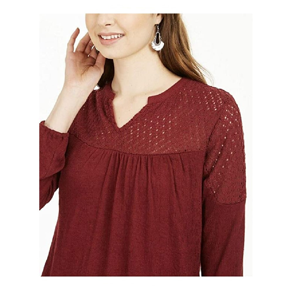 Top curto de renda com ombros de fora feminino Style &amp; Co, tamanho vermelho