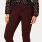 Leggings femininas de malha ponte com bainha ajustável, tamanho grande, vermelhas, da Style &amp; Co