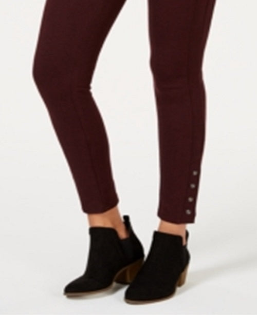 Leggings femininas de malha ponte com bainha ajustável, tamanho grande, vermelhas, da Style &amp; Co