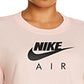 Top curto Nike Air feminino, manga curta, rosa, tamanho 2X