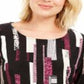 Blusa feminina estampada em jacquard, preta, tamanho médio, da coleção JM