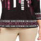 Blusa feminina estampada em jacquard, preta, tamanho médio, da coleção JM