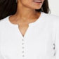 Karen Scott Top Henley Feminino com Renda Frontal Branco Tamanho XX-G